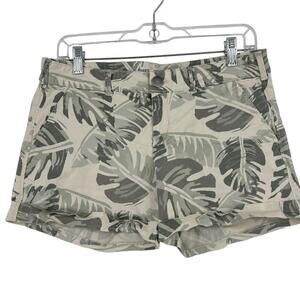 Khakis by GAP Skinny Boyfriend Shorts Size 4 Green Tropical Fern Print Cuffed